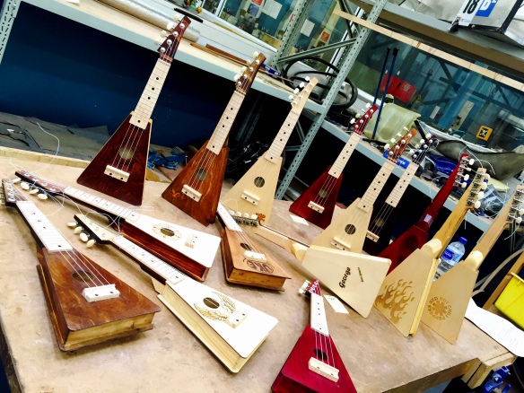some of the range of ukuleles made during our activity