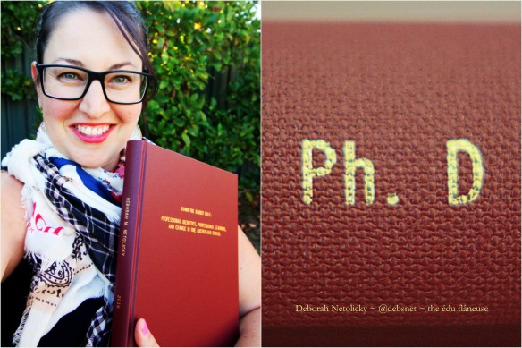 the shameless joy of the thesis selfie & those three little letters emblazoned in gold
